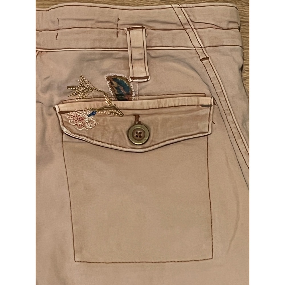 Anthropologie The Wanderer Pants Women 26 Tan Floral Embroidered Utility Boho - Picture 10 of 14